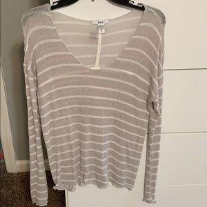 Bar III beige and white striped sweater